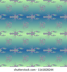 Seamless pattern witn marine crab and lobster.