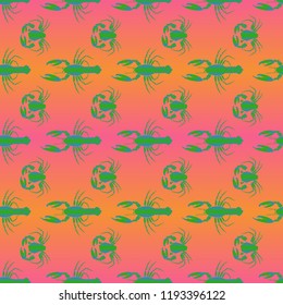 Seamless pattern witn marine crab and lobster.