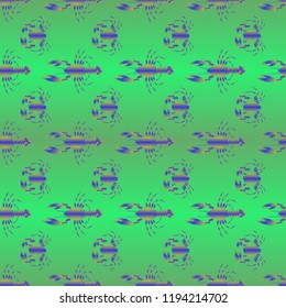 Seamless pattern witn marine crab and lobster.