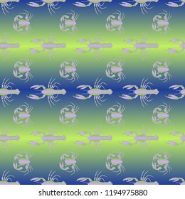Seamless pattern witn marine crab and lobster.