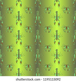 Seamless pattern witn marine crab and lobster.