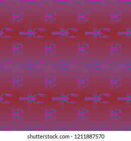 Seamless pattern witn marine crab and lobster.