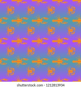 Seamless pattern witn marine crab and lobster.