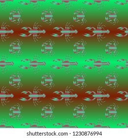 Seamless pattern witn marine crab and lobster.