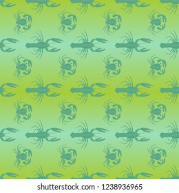 Seamless pattern witn marine crab and lobster.