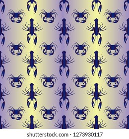 Seamless pattern witn marine crab and lobster.