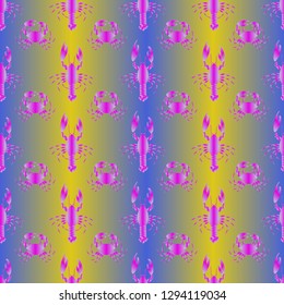 Seamless pattern witn marine crab and lobster.