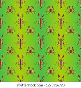 Seamless pattern witn marine crab and lobster.