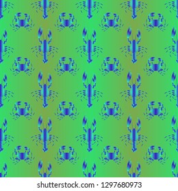 Seamless pattern witn marine crab and lobster.