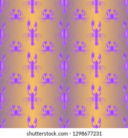 Seamless pattern witn marine crab and lobster.
