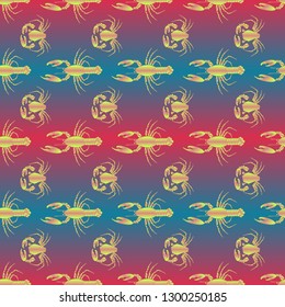 Seamless pattern witn marine crab and lobster.