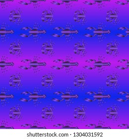 Seamless pattern witn marine crab and lobster.