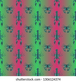 Seamless pattern witn marine crab and lobster.