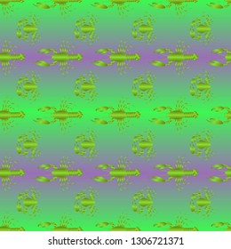 Seamless pattern witn marine crab and lobster.