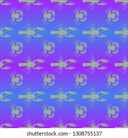 Seamless pattern witn marine crab and lobster.