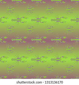 Seamless pattern witn marine crab and lobster.