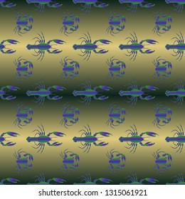 Seamless pattern witn marine crab and lobster.