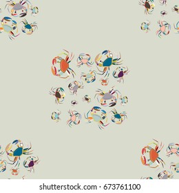 Seamless pattern witn marine crab for background.