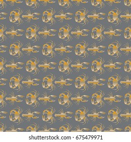Seamless pattern witn marine crab and lobster.
