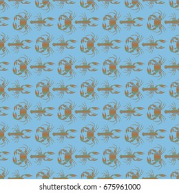 Seamless pattern witn marine crab and lobster.
