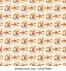 Seamless pattern witn marine crab and lobster.