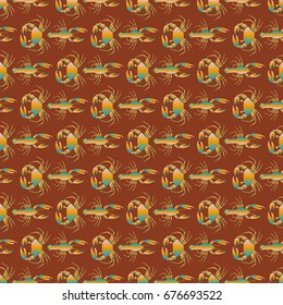 Seamless pattern witn marine crab and lobster.