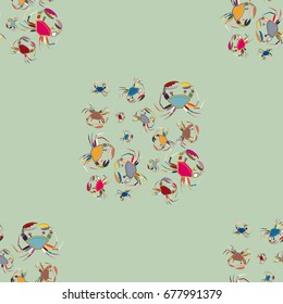 Seamless pattern witn marine crab for background.