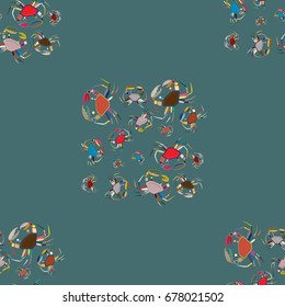 Seamless pattern witn marine crab for background.