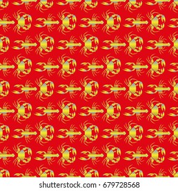 Seamless pattern witn marine crab and lobster.