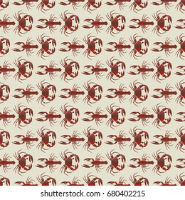Seamless pattern witn marine crab and lobster.