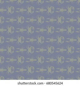 Seamless pattern witn marine crab and lobster.