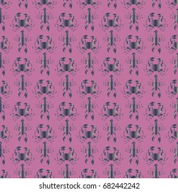 Seamless pattern witn marine crab and lobster.