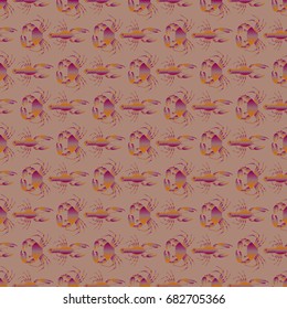 Seamless pattern witn marine crab and lobster.