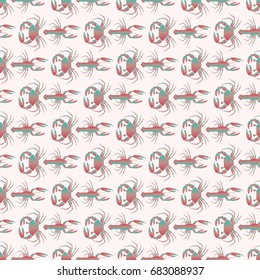 Seamless pattern witn marine crab and lobster.