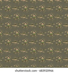 Seamless pattern witn marine crab and lobster.