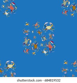 Seamless pattern witn marine crab for background.