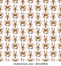 Seamless pattern witn marine crab and lobster.