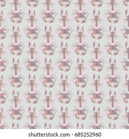 Seamless pattern witn marine crab and lobster.