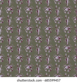 Seamless pattern witn marine crab and lobster.