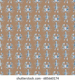 Seamless pattern witn marine crab and lobster.