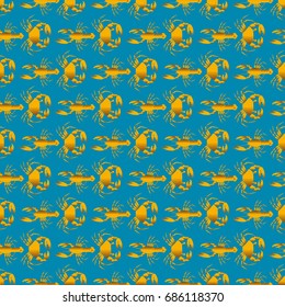 Seamless pattern witn marine crab and lobster.