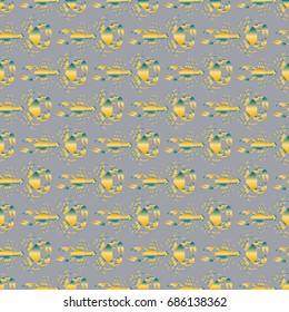 Seamless pattern witn marine crab and lobster.