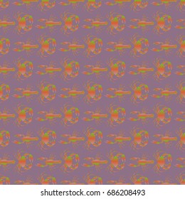 Seamless pattern witn marine crab and lobster.