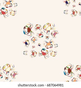 Seamless pattern witn marine crab for background.