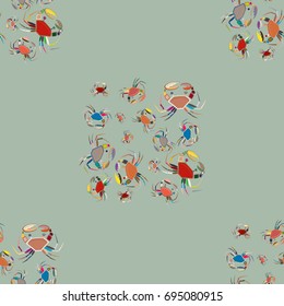 Seamless pattern witn marine crab for background.