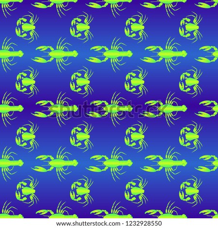 Seamless pattern witn marine crab and lobster.