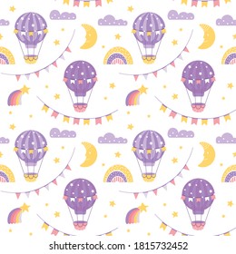 Seamless pattern wits air ballons. Fest background for wrapping paper, party flags, greeting cards back