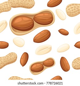 Seamless pattern wits set of peanuts vector illustration on white background web site page and mobile app design.