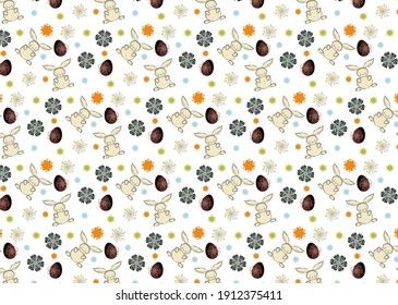 Seamless pattern witth Easte rebbit and egg