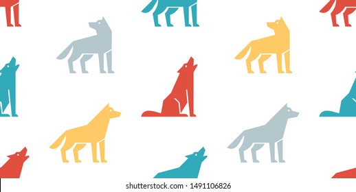 Seamless pattern with Wolf logo. isolated on white background